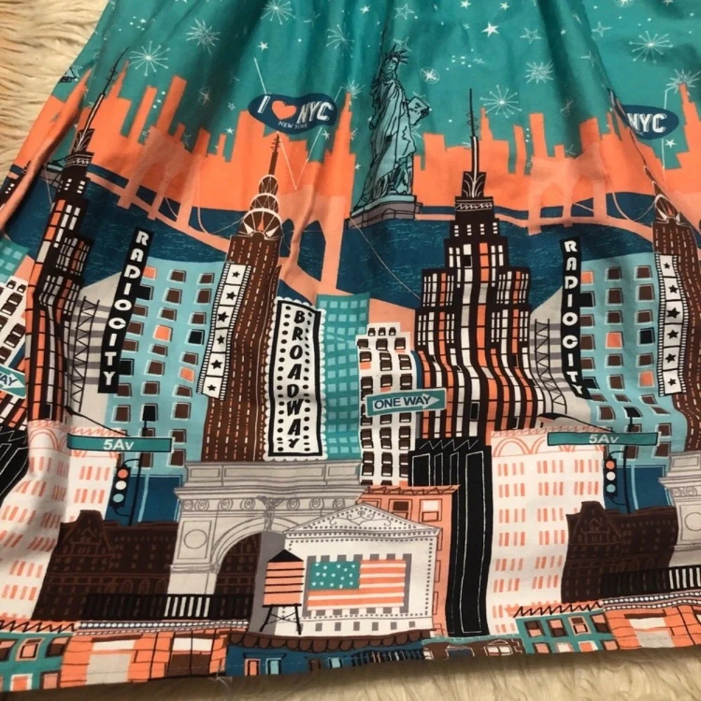 City Print NYC Print Pinup Girl Retro Dress - Picture 4 of 7